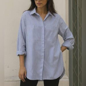 Zara Blue Striped Button Down Shirt